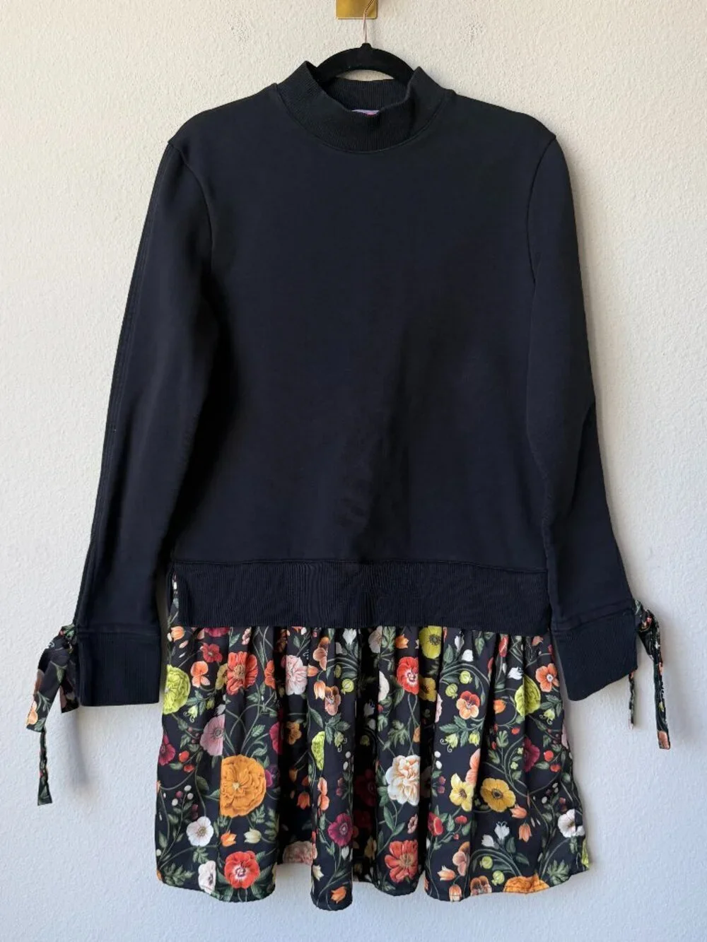 LA DoubleJ The Sporty Dress in Black Floral Skirt Size M